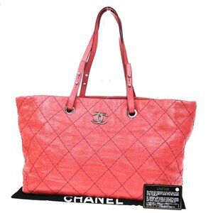 CHANEL CC Logo On The Road Matelasse Shoulder Bag Leather Pink SHW 680RP121